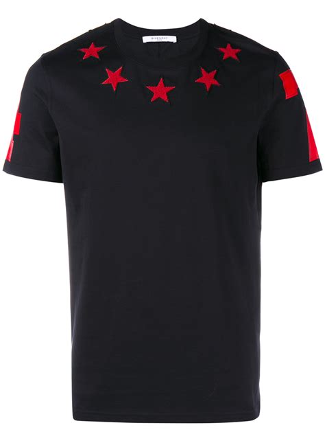 givenchy black red star shirt|Givenchy signature t shirt.